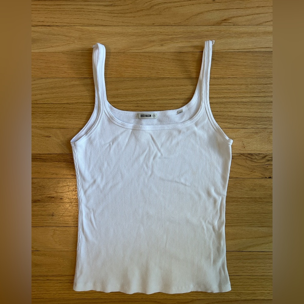 Buck Mason White Ribbed Tank Top
